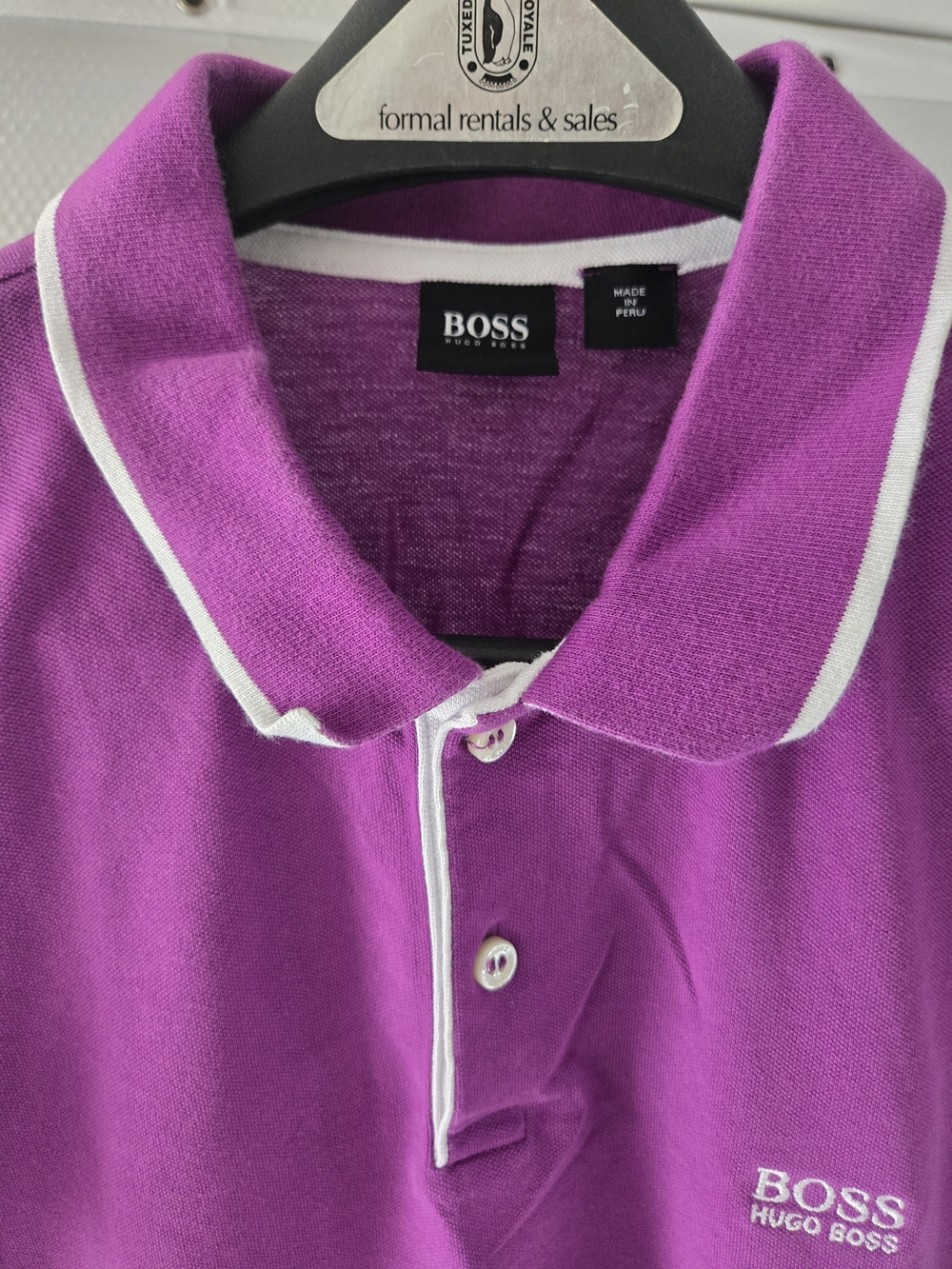 BOSS Hugo Boss Purple Polo with White Trim